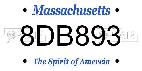8DB893 Massachusetts License Plate