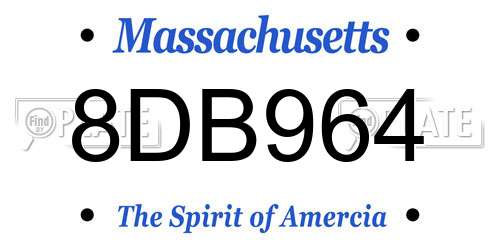 8DB964 Massachusetts License Plate