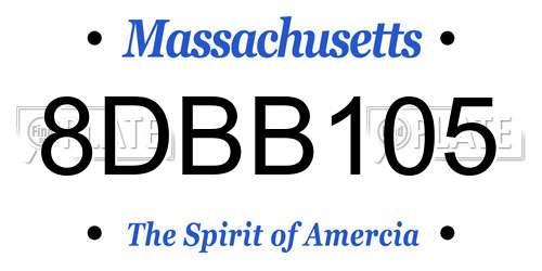 8DBB105 Massachusetts License Plate