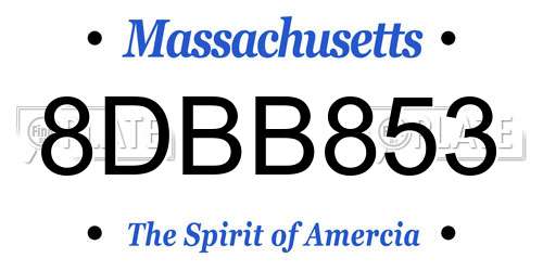 8DBB853 Massachusetts License Plate