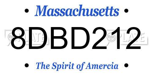 8DBD212 Massachusetts License Plate