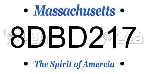 8DBD217 Massachusetts License Plate