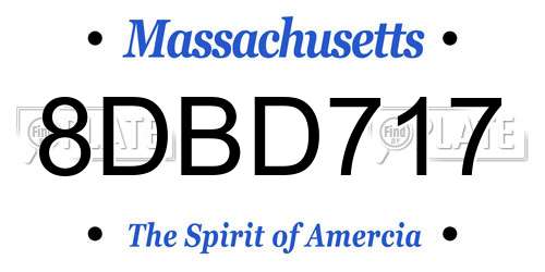 8DBD717 Massachusetts License Plate