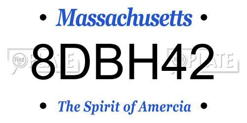 8DBH42 Massachusetts License Plate