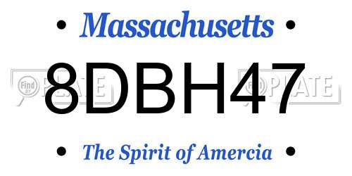 8DBH47 Massachusetts License Plate