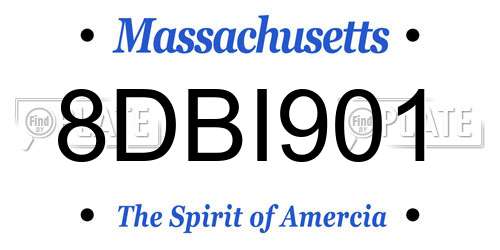 8DBI901 Massachusetts License Plate