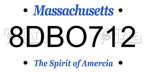 8DBO712 Massachusetts License Plate
