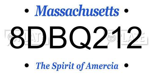 8DBQ212 Massachusetts License Plate
