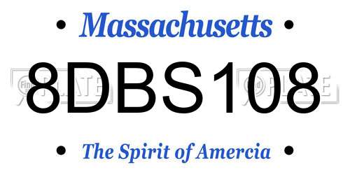 8DBS108 Massachusetts License Plate