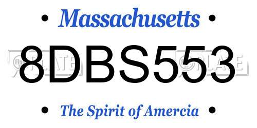 8DBS553 Massachusetts License Plate