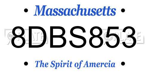 8DBS853 Massachusetts License Plate