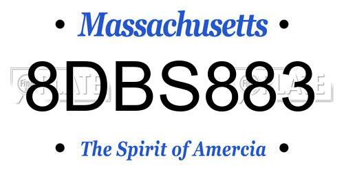 8DBS883 Massachusetts License Plate