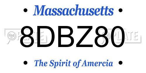 8DBZ80 Massachusetts License Plate