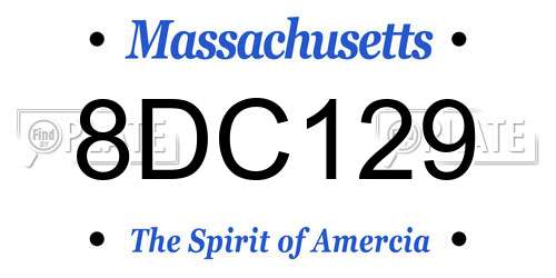 8DC129 Massachusetts License Plate
