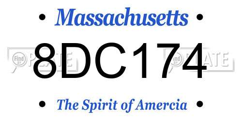 8DC174 Massachusetts License Plate