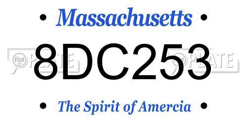 8DC253 Massachusetts License Plate