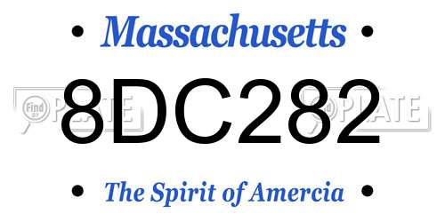 8DC282 Massachusetts License Plate