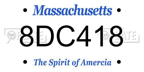 8DC418 Massachusetts License Plate
