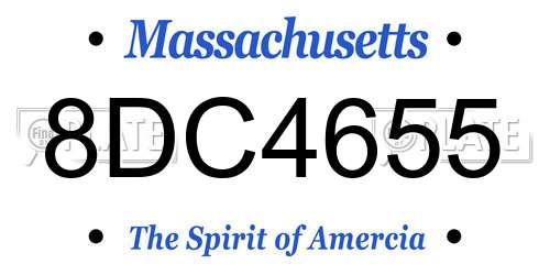 8DC4655 Massachusetts License Plate