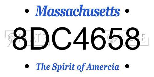 8DC4658 Massachusetts License Plate