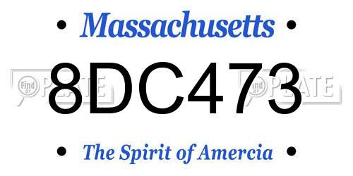 8DC473 Massachusetts License Plate