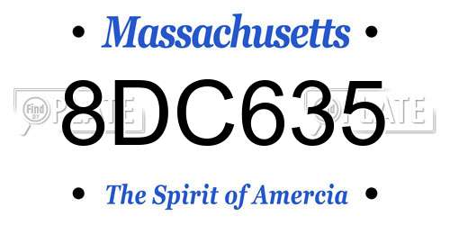 8DC635 Massachusetts License Plate