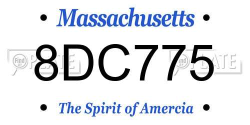 8DC775 Massachusetts License Plate