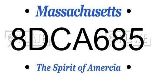 8DCA685 Massachusetts License Plate