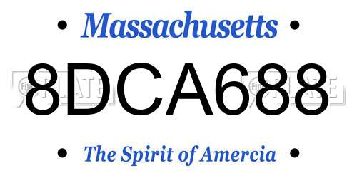 8DCA688 Massachusetts License Plate