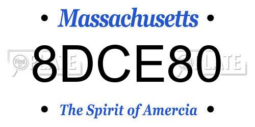 8DCE80 Massachusetts License Plate