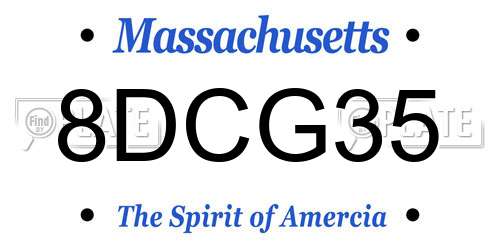 8DCG35 Massachusetts License Plate