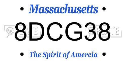 8DCG38 Massachusetts License Plate