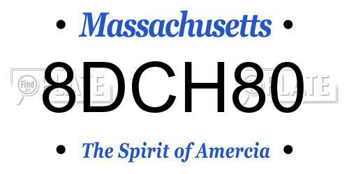8DCH80 Massachusetts License Plate