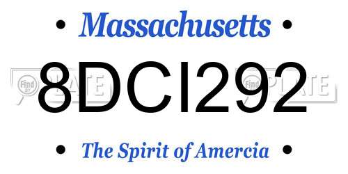 8DCI292 Massachusetts License Plate