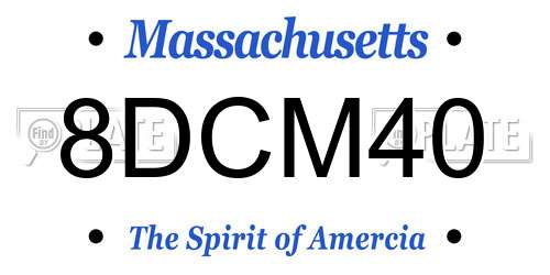 8DCM40 Massachusetts License Plate