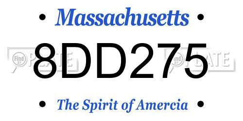 8DD275 Massachusetts License Plate