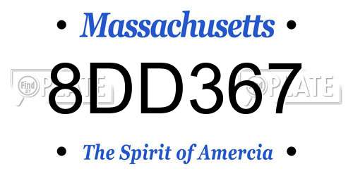 8DD367 Massachusetts License Plate
