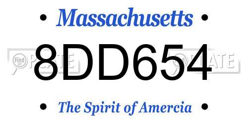 8DD654 Massachusetts License Plate