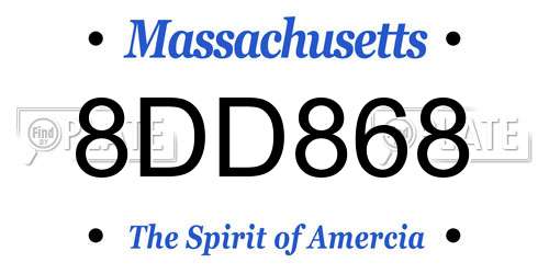 8DD868 Massachusetts License Plate