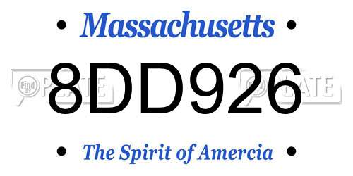 8DD926 Massachusetts License Plate