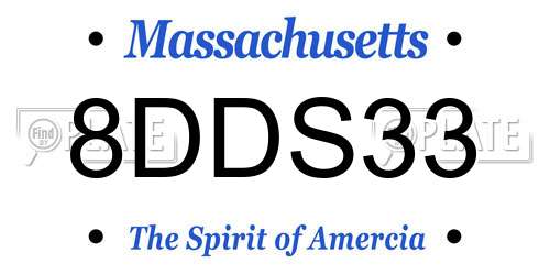 8DDS33 Massachusetts License Plate