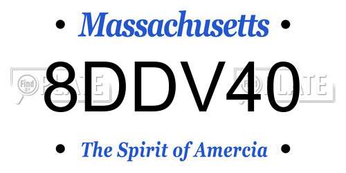 8DDV40 Massachusetts License Plate