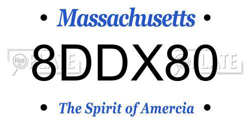 8DDX80 Massachusetts License Plate