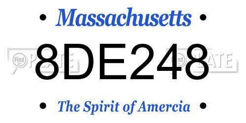 8DE248 Massachusetts License Plate