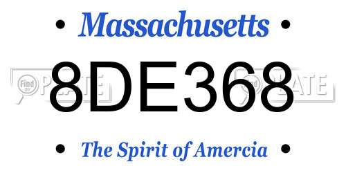 8DE368 Massachusetts License Plate
