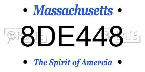 8DE448 Massachusetts License Plate