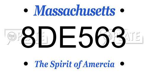 8DE563 Massachusetts License Plate