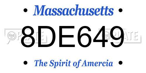 8DE649 Massachusetts License Plate