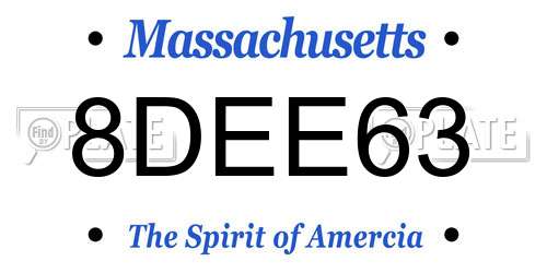 8DEE63 Massachusetts License Plate