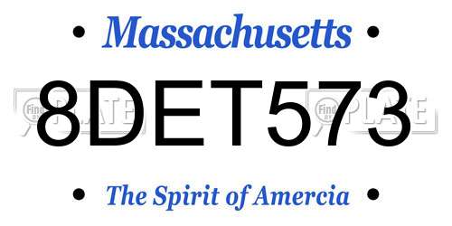 8DET573 Massachusetts License Plate